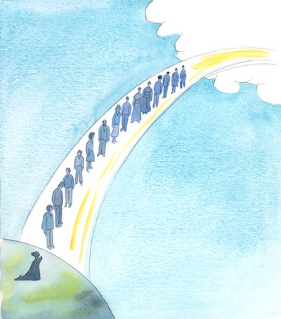 Jeg ble vist hvor fantastisk verdt forbønnsbønnen, 2004 (w/c på papir) av Elizabeth Wang