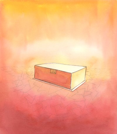 Hvis vi viker fra å ofre, bør vi reflektere over sannheten, at alt vi verdsetter på jorden skal overgis ved døden, 2003 (w/c på papir) av Elizabeth Wang