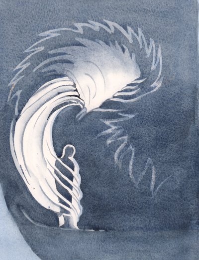I nattverden omslutter Kristi nærvær oss som en kappe, varmer oss med himmelske nåder, trøster oss, 2000 (w/c på papir) av Elizabeth Wang