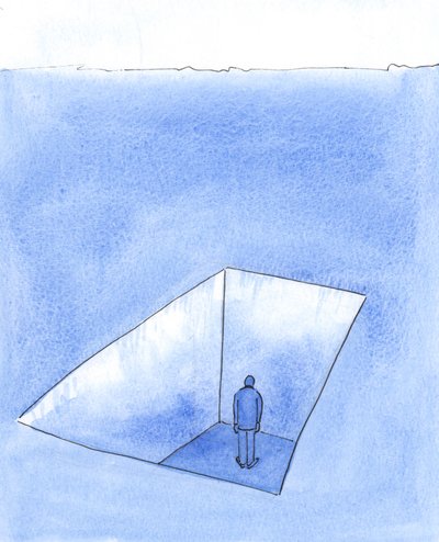 Det kan skje at noen finner seg selv så isolert og ulykkelig, gjennom sine feil og mye beklagede avgjørelser, 2004 (w/c på papir) av Elizabeth Wang