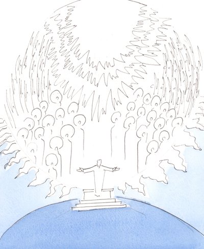 Det er som om himmelen har gått ned så langt som en kirkelig helligdom, 2004 (w/c på papir) av Elizabeth Wang