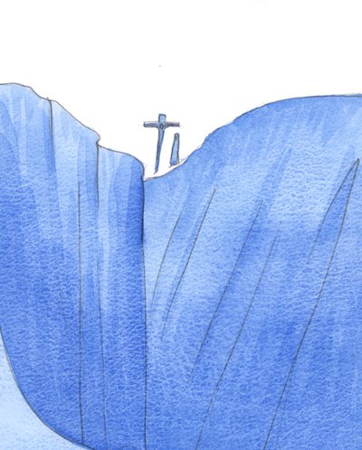 Det var som om Kristus og Vår Frue var sammen ved verdens kant, da Han døde for å redde syndere fra avgrunnen, 2002 (w/c på papir) av Elizabeth Wang