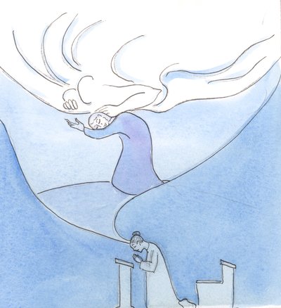 Det var fordi så få katolikker visste mye om troen, eller om stadiene i det åndelige livet, at Gud lærte meg så mye om vår Kristus, 2003 (w/c på papir) av Elizabeth Wang