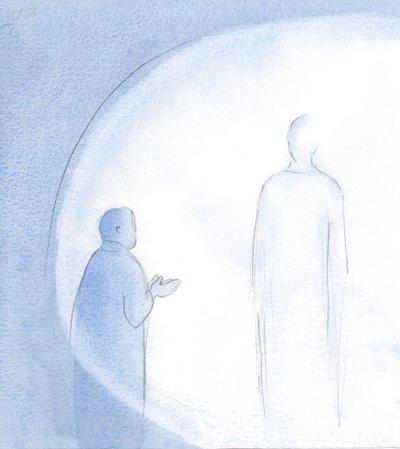 En dag, da jeg fornyet vedtaket mitt, kom han til min sjel i taus og høytidelig forsikring., 2001 (w/c på papir) av Elizabeth Wang