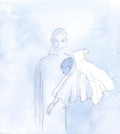 En dag, i min sjel, holdt han frem et bryllupsslør, 2000 (w/c på papir) av Elizabeth Wang