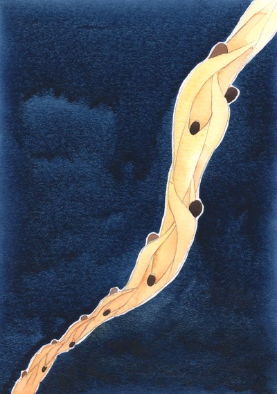 Våre forbønn for de hellige sjeler i skjærsilden, i Jesu navn, er som et tau som trekker dem mot himmelen, 2002 (w/c på papir) av Elizabeth Wang