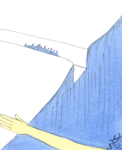 Folk som sier de elsker Gud, men som nekter å gjøre hans vilje, er som om de "gjemmer seg" borte fra synet hans, i en mørk grop, 2004 (w/c på papir) av Elizabeth Wang