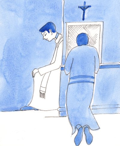 Prester skulle være som Kristus, som inviterte folk til å omvende seg fra sine synder, 2003 (w/c på papir) av Elizabeth Wang