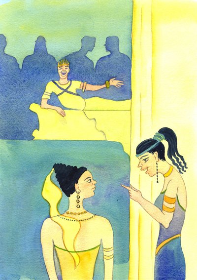 Tilskyndet av moren sin sa hun: "Bring me the head of John the Baptist", 2001 (w/c på papir) av Elizabeth Wang