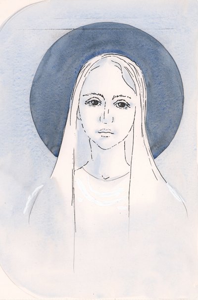 The Blessed Virgin Mary, Our Lady , 2000 (w/c på papir) av Elizabeth Wang