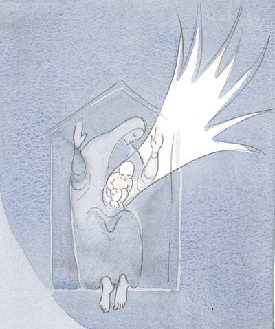 Den hellige jomfru Maria er det? Hellige hus? som fødte Guds Sønn i sitt liv og for alltid skal æres, 2001 (w/c på papir) av Elizabeth Wang