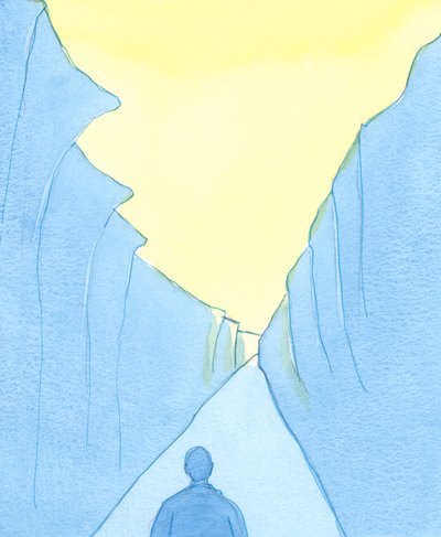 Det kristne livet består av tillit til Kristus, gi opp synd, følge hans vei selv i mørket, og bevege seg mot himmelens herlighet, 2003 (w/c på papir) av Elizabeth Wang