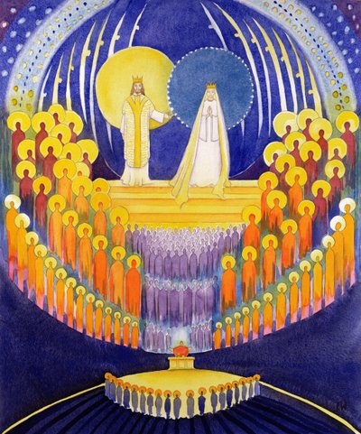 The Coronation of the Virgin Mary and the Glory of all the Saints, 2003 (w/c på papir) av Elizabeth Wang