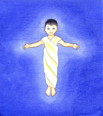 The Infant Jesus, 2001 (w/c på papir) av Elizabeth Wang