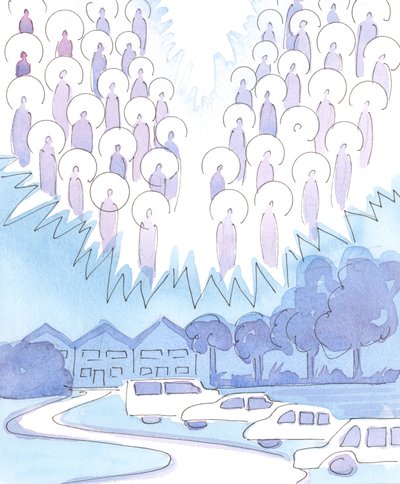 Herren ga meg et glimt av vår vakre landsby, som han har latt meg nyte midt i mange år med smerte, 2004 (w/c på papir) av Elizabeth Wang