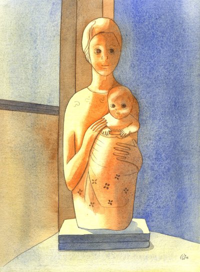 The Virgin and Child, 2001 (w/c på papir) av Elizabeth Wang