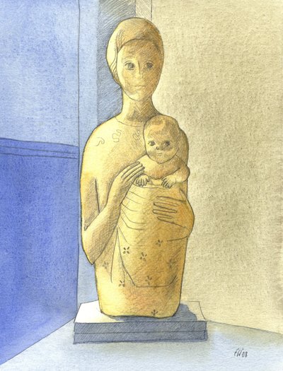 The Virgin and Child, 2001 (w/c på papir) av Elizabeth Wang