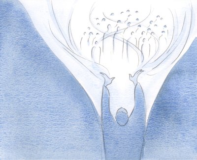 Jo mer Kristus er tilstede på jorden i sjelen, jo nærmere er himmel og jord forenet av hans kraft, 2000 (w/c på papir) av Elizabeth Wang