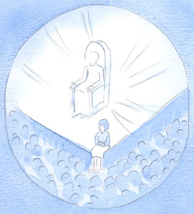 De som blir bedt av Kristus om å snakke om ham til andre, bør snakke like enkelt som barn, sikre på hans hjelp, 2002 (w/c på papir) av Elizabeth Wang