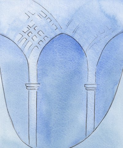 Gjennom tro og anger ble min sjel forandret som fra en hule til en katedral, klar for tilbedelse, 2002 (w/c på papir) av Elizabeth Wang