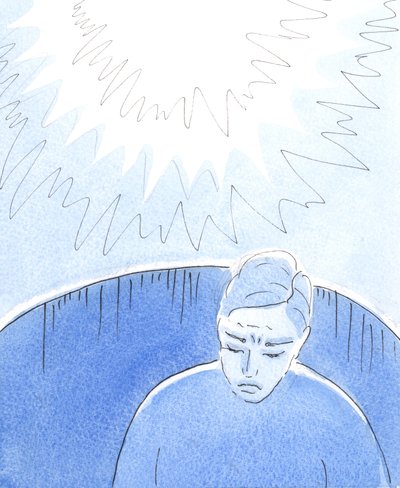 Vi har rett i å be for sjeler i skjærsilden, der gode mennesker blir fullkomne, 2004 (w/c på papir) av Elizabeth Wang