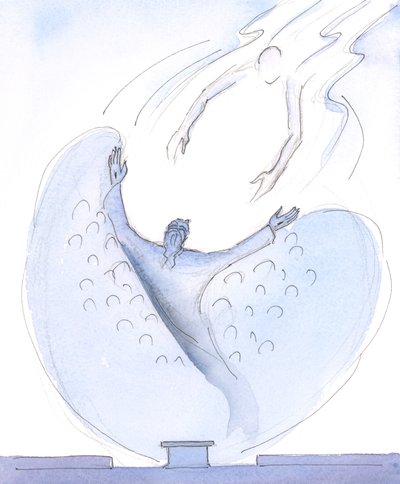 Vi har en forbløffende kraft når vi ber sammen med Jesus, i det hellige messeofferet, 2004 (w/c på papir) av Elizabeth Wang