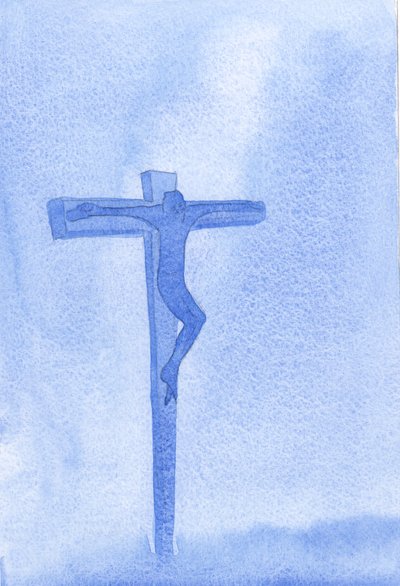 For et eksempel på ydmykhet ble gitt oss av Kristus på Golgata, der vår Gud viste bare tålmodighet, nestekjærlighet og tilgivelse, 2001 (w/c på papir) av Elizabeth Wang