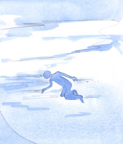 Hvilket mål venter på et menneskeliv som er syndig, mangler guddommelig liv, som eksisterer langt fra Gud? Det faller, som et skall, en fruktløs ting, 2001 (w/c på papir) av Elizabeth Wang