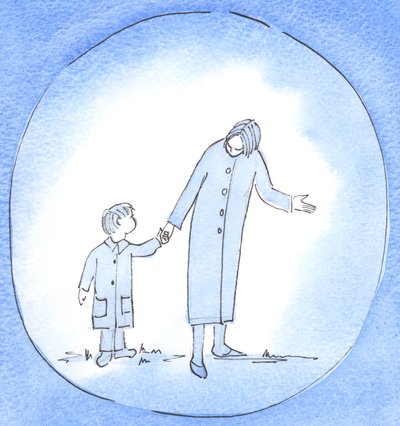Når vi veileder og hjelper noen i nød kan vi være som en mor som leder, instruerer og oppmuntrer et lite barn, 2003 (w/c på papir) av Elizabeth Wang