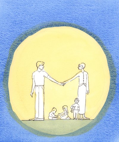 Der et ektepar virkelig elsker hverandre og elsker Gud, ønsker de å gjøre hans vilje, 2002 (w/c på papir) av Elizabeth Wang
