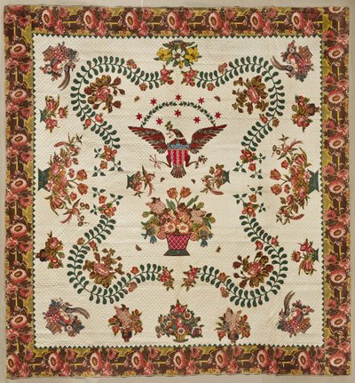 Medaljongteppe, ca. 1830 (bomull) av Elizabeth Welsh