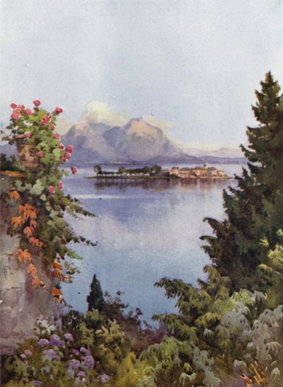 En hage ved Baveno, Lago Maggiore (farge litho) av Ella Du Cane
