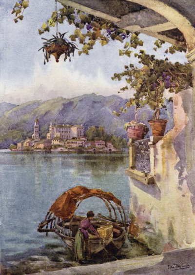 En buegang ved Orta (farge litho) av Ella Du Cane