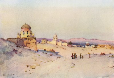 Arabisk kirkegård, Assuan (farge litho) av Ella Du Cane