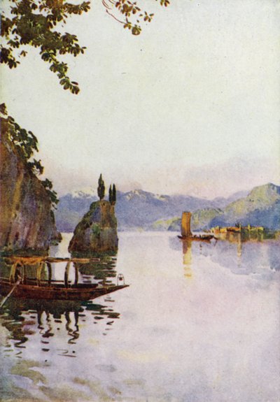 The Point of Bellagio, Comosjøen (farge litho) av Ella Du Cane