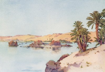 Kataraktbassenget fra Elephantine Island (farge litho) av Ella Du Cane