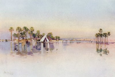 Citadellet fra det oversvømmede landet ved foten av pyramidene (farge litho) av Ella Du Cane