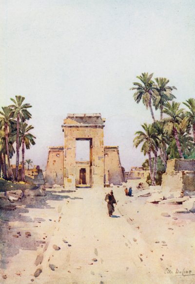 The Gateway of Euergetes, Karnak (farge litho) av Ella Du Cane