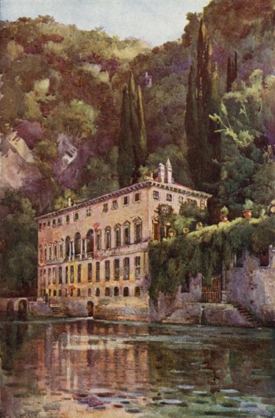 Villa Pliniana, Comosjøen (farge litho) av Ella Du Cane