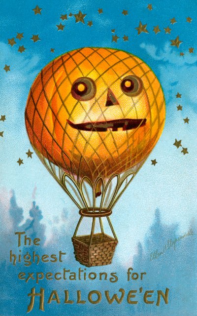 En Halloween-gresskar varmluftsballong av Ellen Hattie Clapsaddle