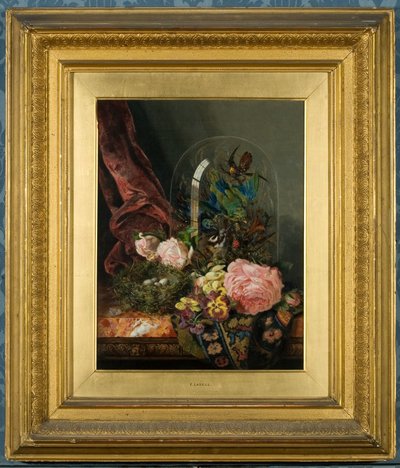 Roser og stilleben (olje på lerret) av Ellen Ladell
