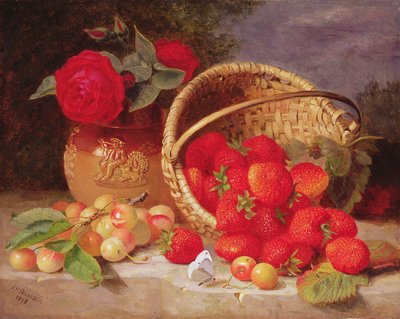 Stilleben av kurv med jordbær og kirsebær, 1898 av Eloise Harriet Stannard