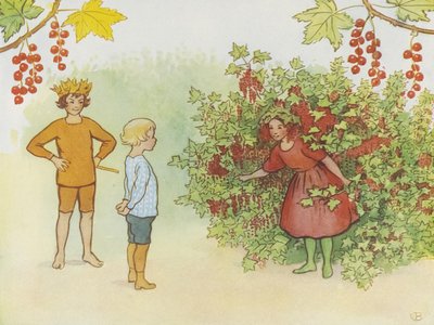 Lasse Liten i hagen 1923 av Elsa Beskow