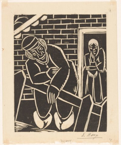 Bonde foran huset sitt av Else Berg (signed by artist)