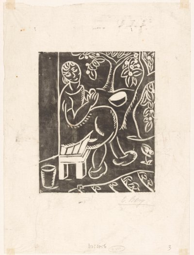 Kvinne på sofa av Else Berg (signed by artist)