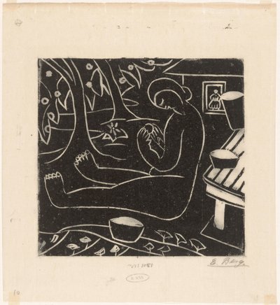 sittende kvinne av Else Berg (signed by artist)
