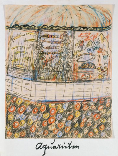 Akvarium (blekk og kritt på papir) av Else Lasker Schuler