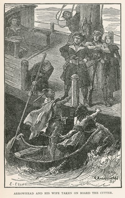 Arrowhead og hans kone tatt om bord på kutteren (gravering) av Elviro Michael Andriolli
