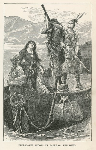 Hjorteslakter skyter en ørn på vingen (gravering) av Elviro Michael Andriolli