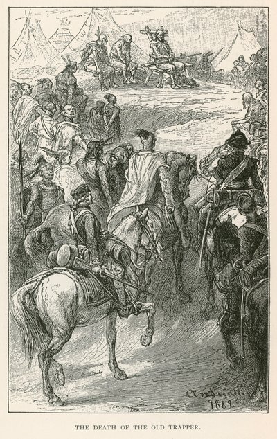 Den gamle pelsjegerens død (gravering) av Elviro Michael Andriolli